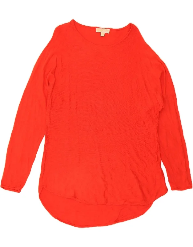 Anniversary Sale MICHAEL KORS Womens Longline Boat Neck Jumper Sweater UK 18 XL Red Cotton Anniversary Sale MICHAEL KORS Womens Longline Boat Neck Jumper Sweater UK 18 XL Red Cotton