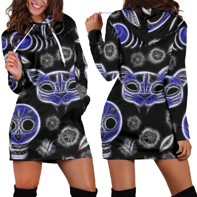 Price Rollback Fractal Cat Bird and Skulls Hoodie Dress TL