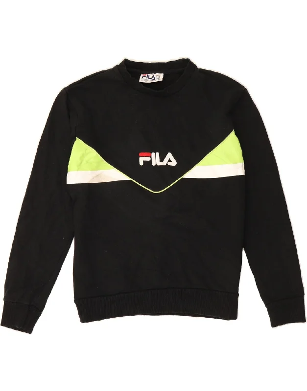 Get It Before It’s Gone FILA Womens Graphic Sweatshirt Jumper UK 14 Medium Black Colourblock Get It Before It’s Gone FILA Womens Graphic Sweatshirt Jumper UK 14 Medium Black Colourblock