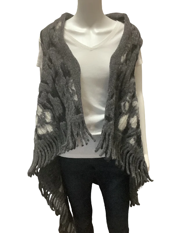TIME-Limited Offer Imperico Grey and Black Wool Sweater Cardigan Vest One Size Fits All