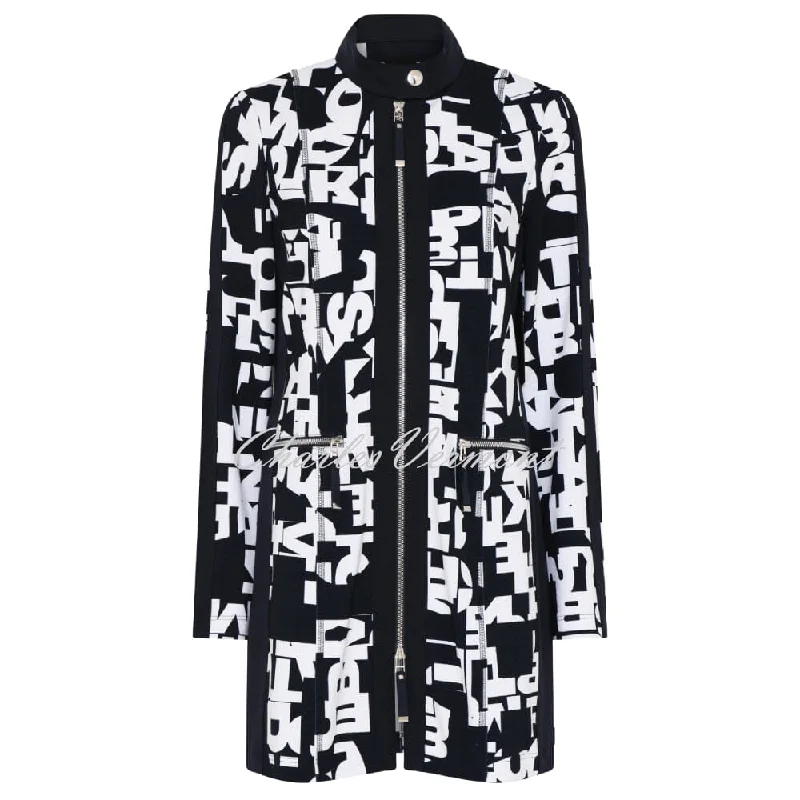 Extra Savings I'cona Longline Patterned Zip Jacket - Style 67136-60135-69 (Navy / White)