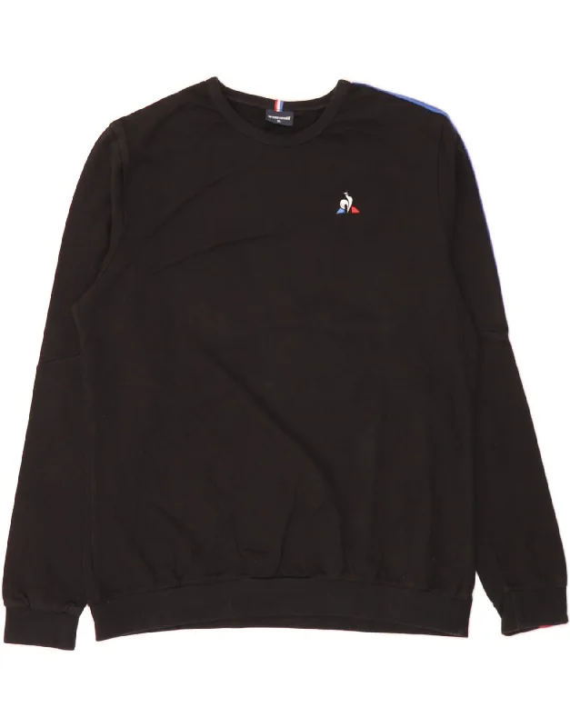 Flash Deals LE COQ SPORTIF Womens Graphic Sweatshirt Jumper UK 18 XL Black Colourblock