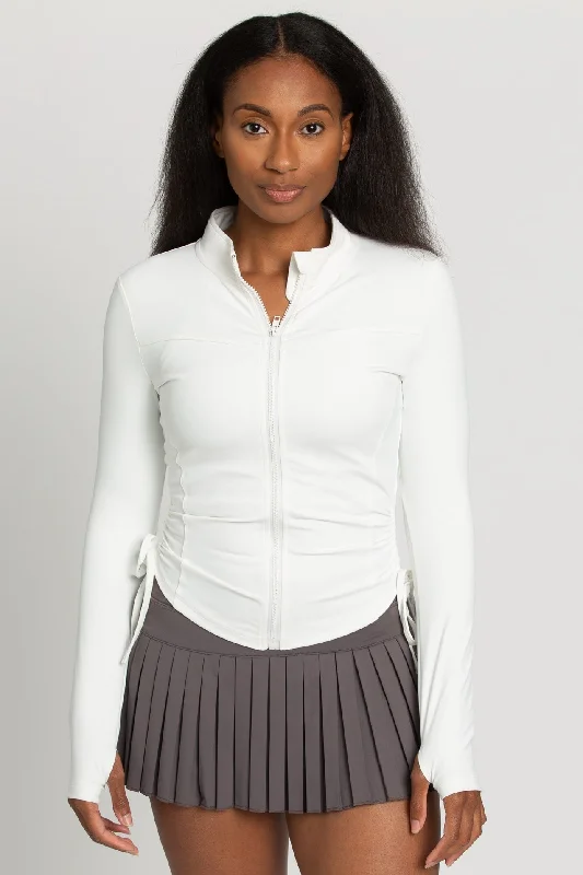 Referral Discount White Side Tie Athletic Jacket