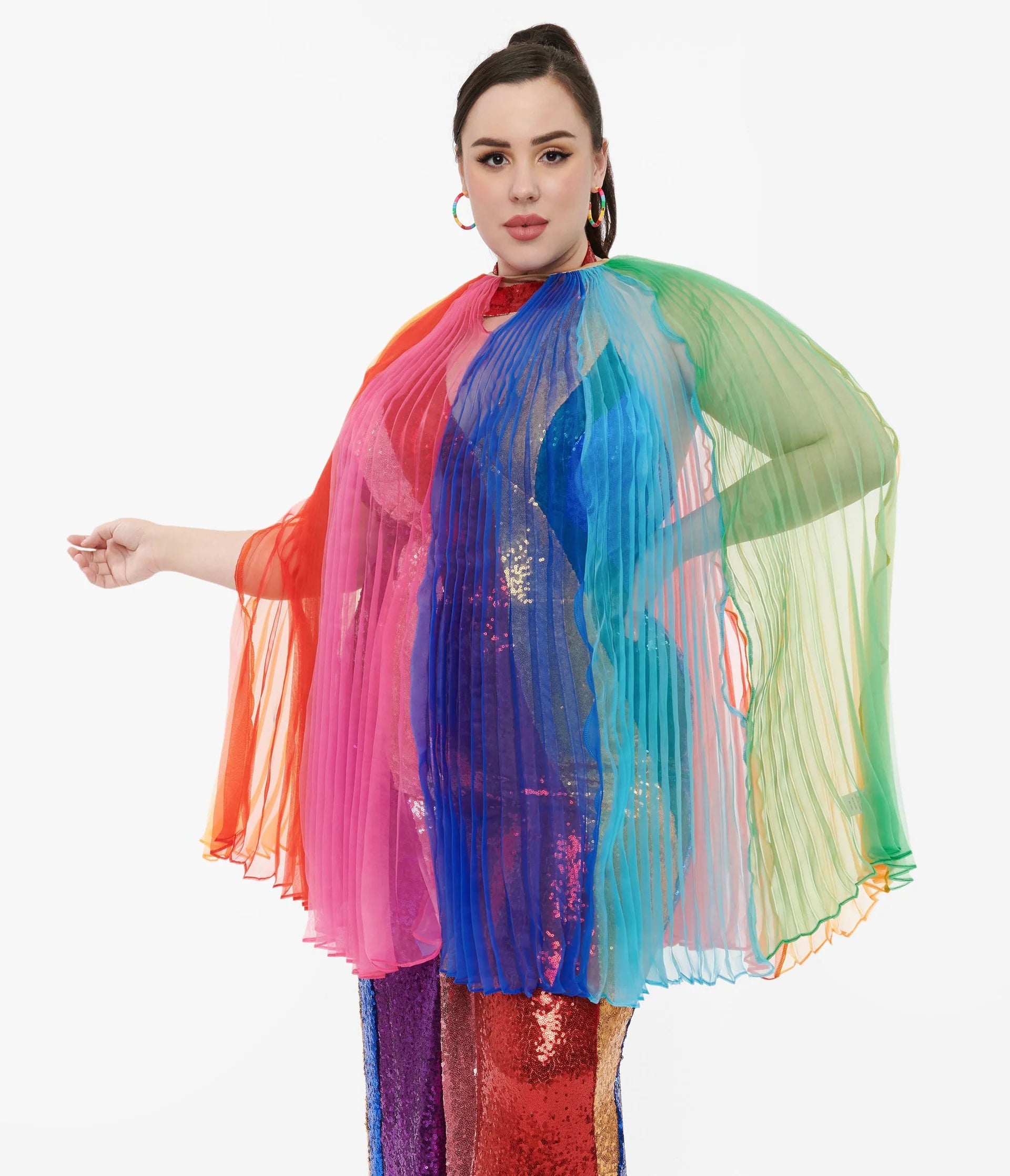 Price Cut Rainbow Pleated Cape