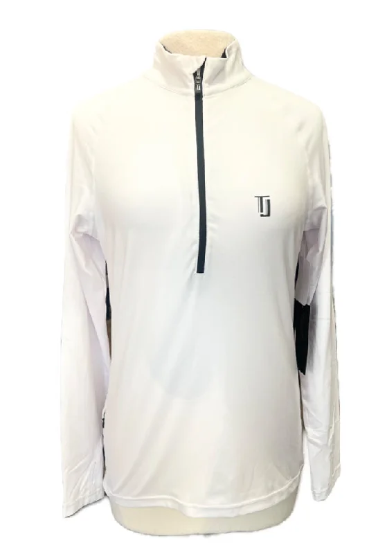 Lowest Prices New Taylor Jordan Women's White Zip Mock Golf Pullover MSRP$100
