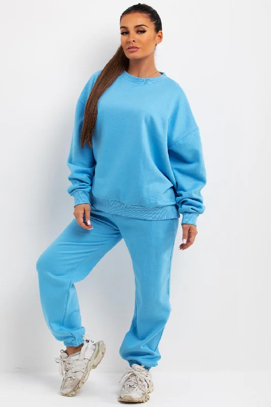 Unmissable Offer Sweatshirt And Joggers Loungewear Set Sky Blue