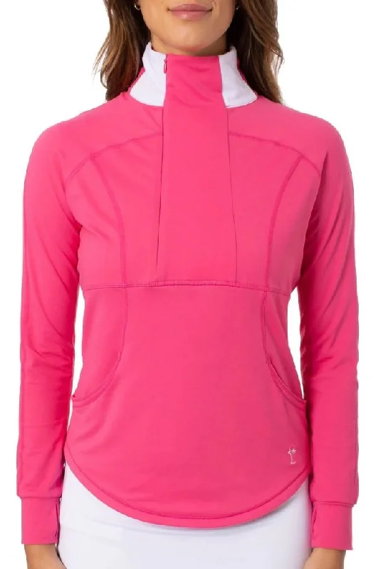 Hot Deal Golftini Hot Pink Contrast Quarter Zip Pullover Size L MSP$120