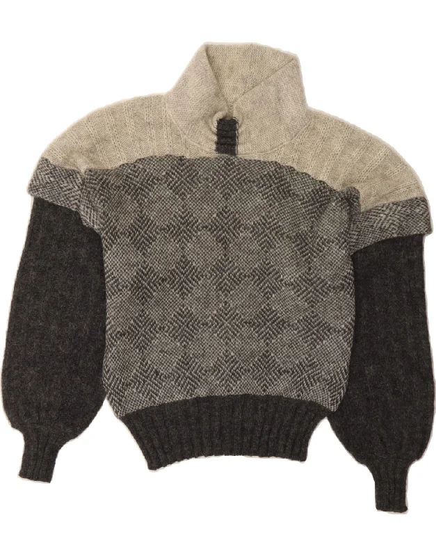 New Deals VINTAGE Womens Turtle Neck Jumper Sweater IT 42 Medium Grey Colourblock