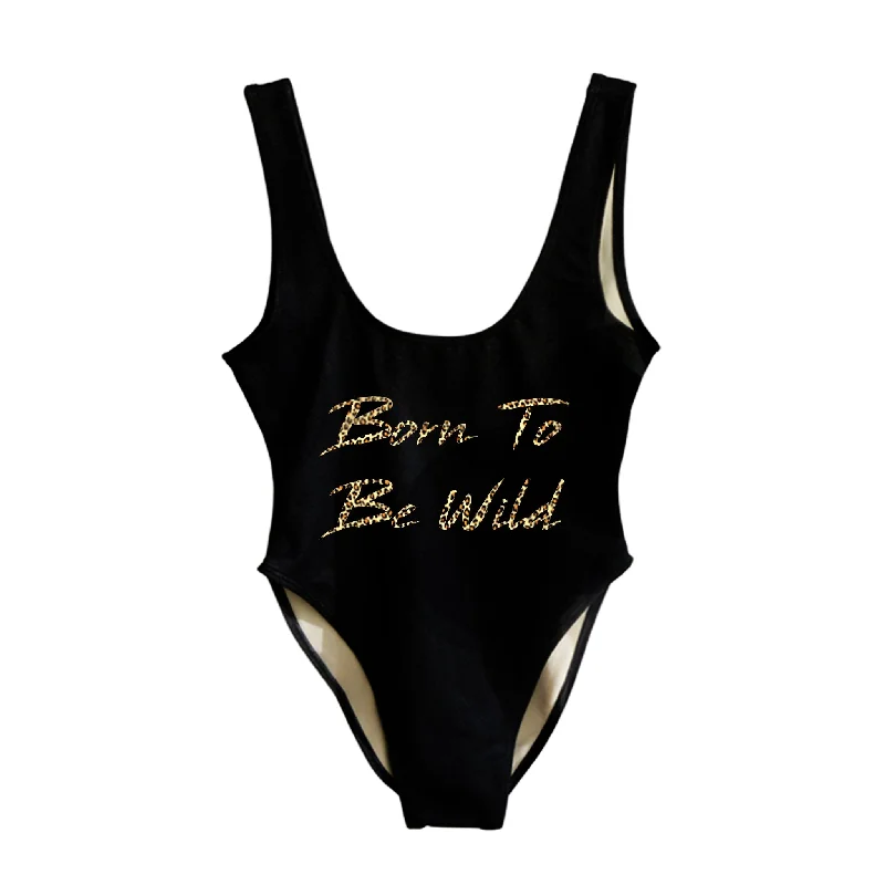 Deal Explosion BORN TO BE WILD W/ CHEETAH TEXT  [SWIMSUIT]