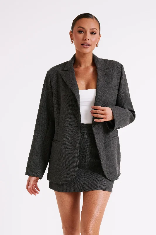 Today Only Drew Oversized Textured Blazer - Charcoal
