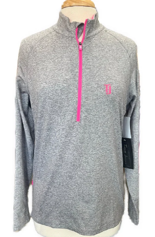 Limited Time New Women's Taylor Jordan Gray Zip Mock Golf Pullover MSP$100